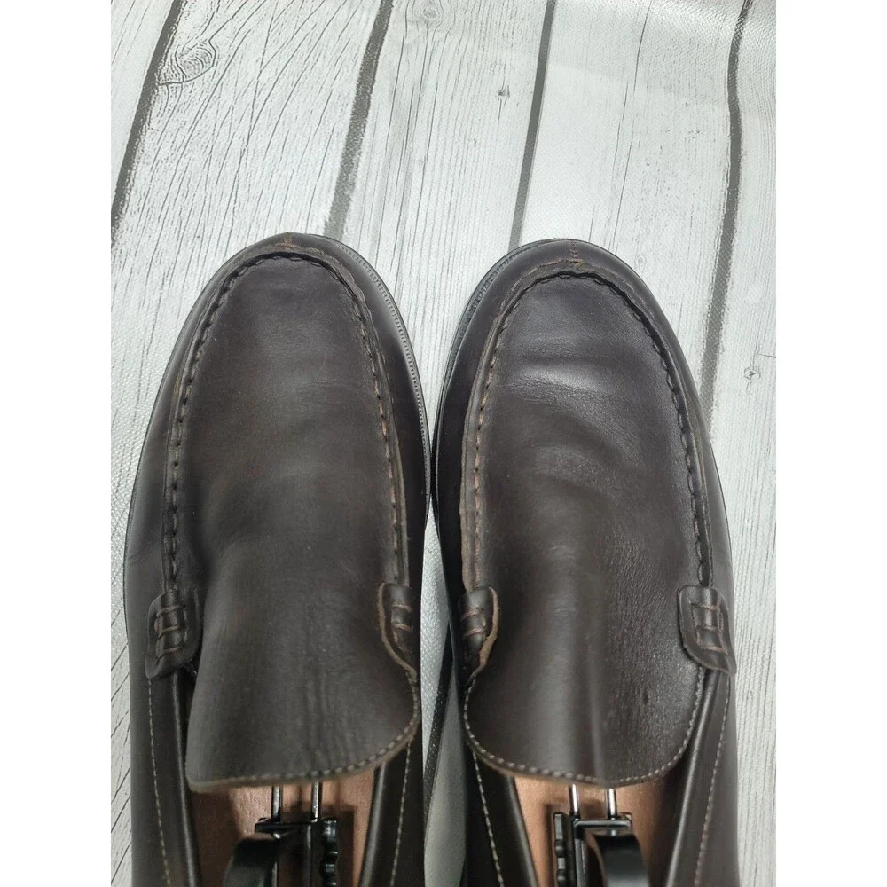 J. Crew Moc Toe Loafers Men's 11 Shoes Split Toe Slip On Dark Brown Leather